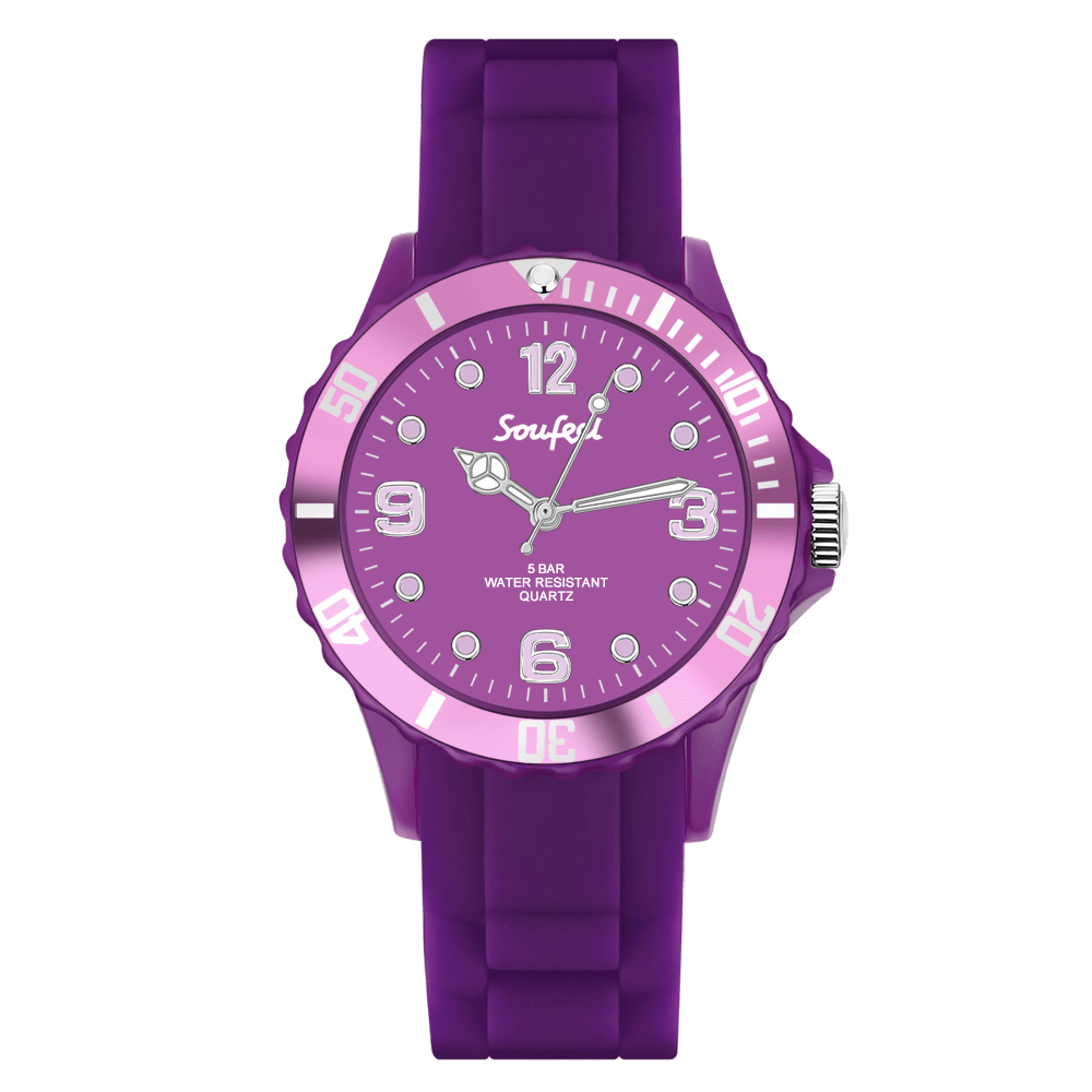 Soufeel Women's Purple Silicone Watch 39mm - soufeelus