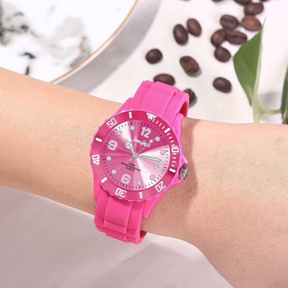 Soufeel Women's Pink Silicone Watch 39mm - soufeelus