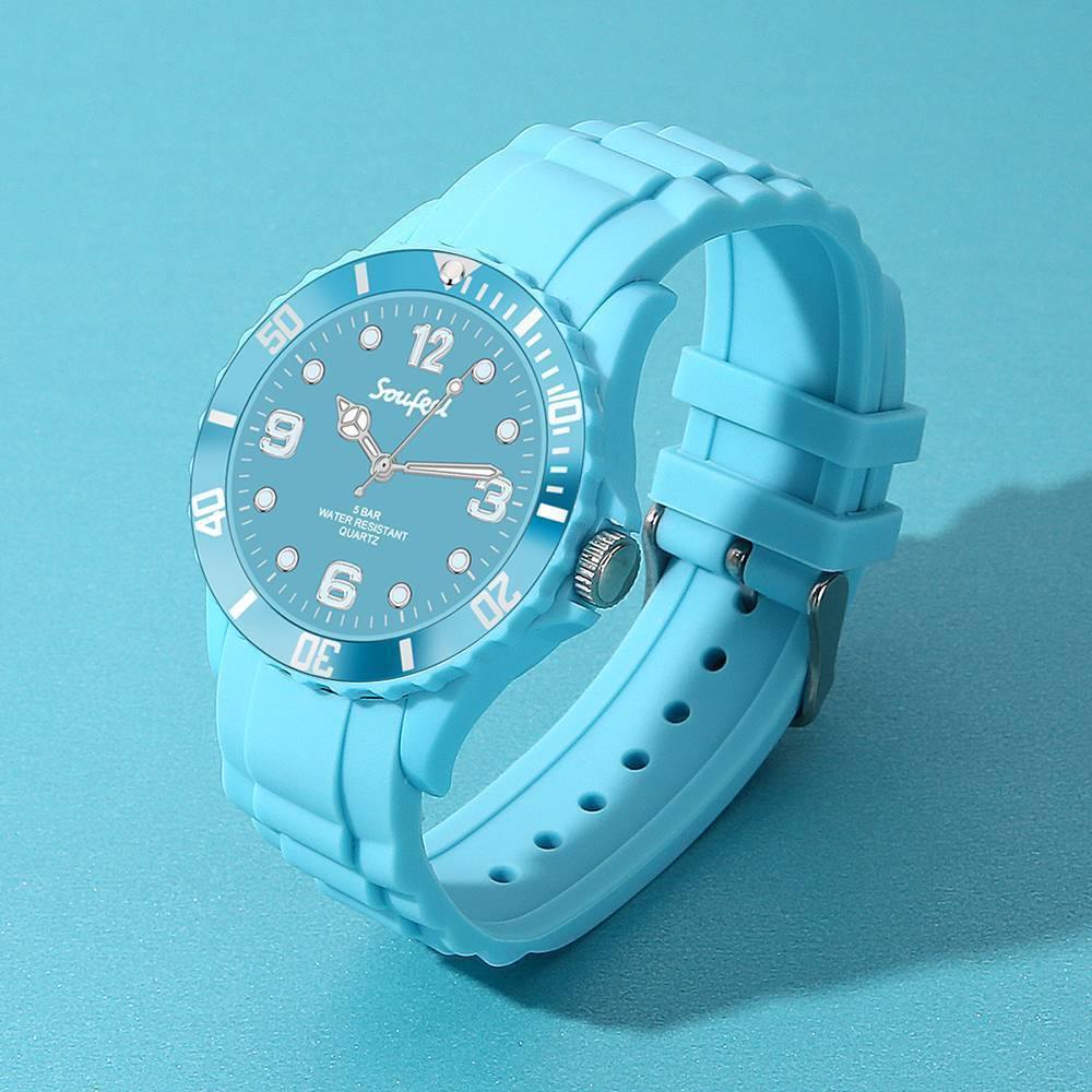 Soufeel Women's Light Blue Silicone Watch 39mm - soufeelus