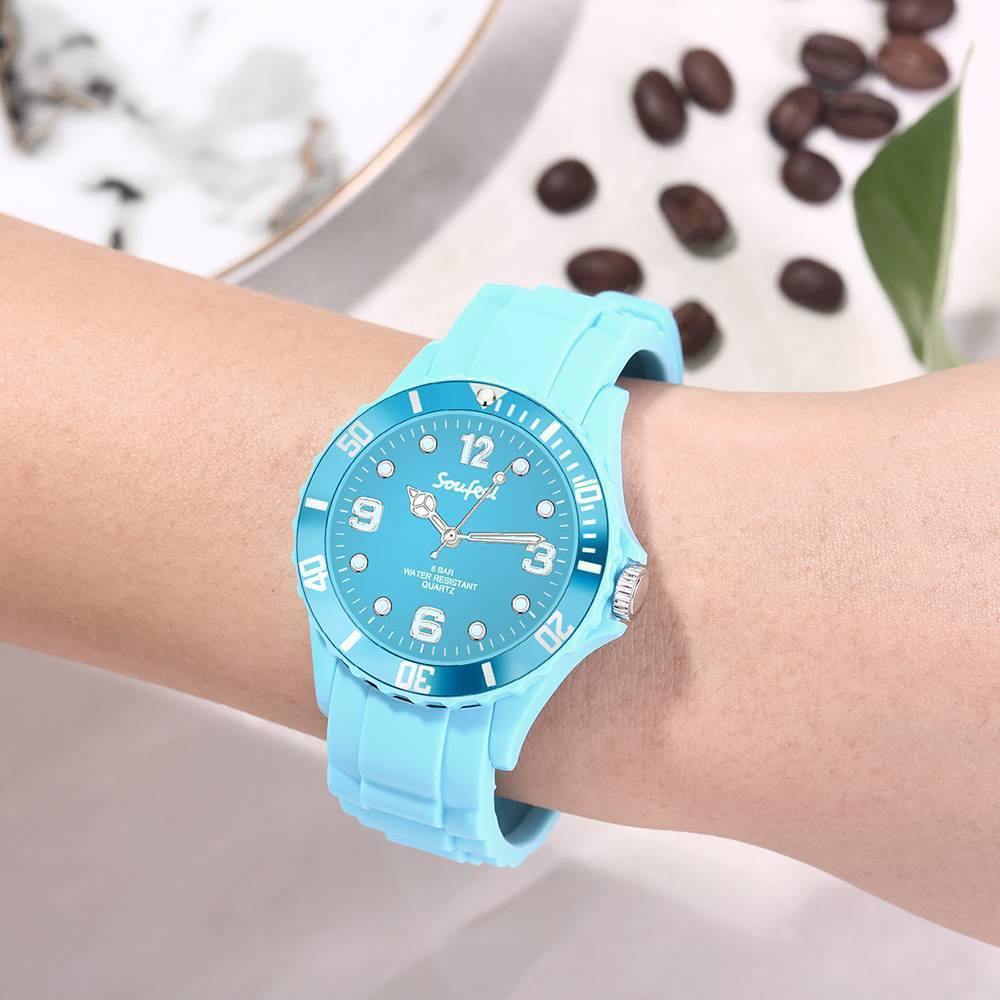 Soufeel Women's Light Blue Silicone Watch 39mm - soufeelus