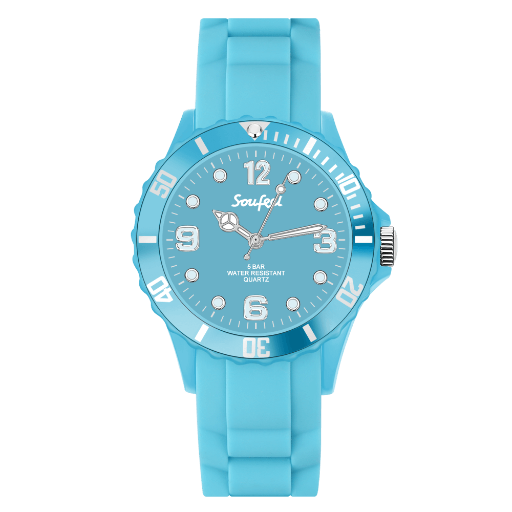 Soufeel Women's Light Blue Silicone Watch 39mm - soufeelus