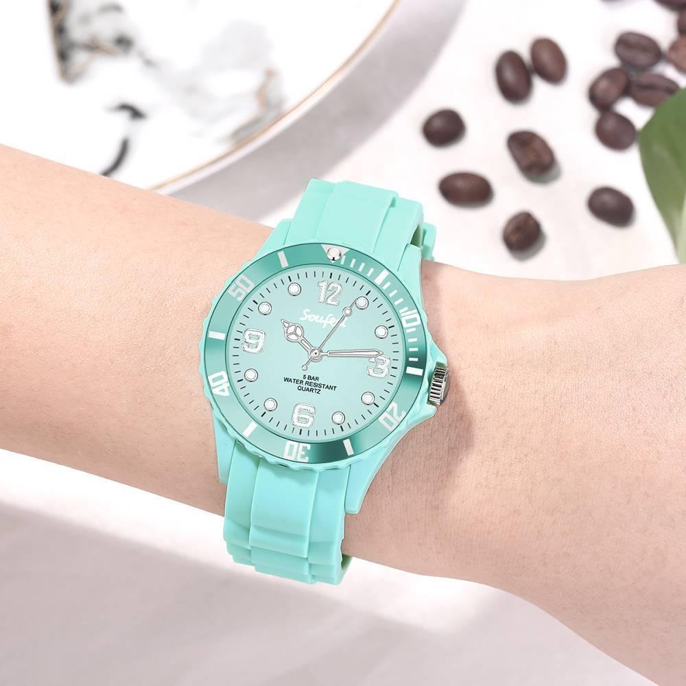 Soufeel Women's Light Green Silicone Watch 39mm - soufeelus