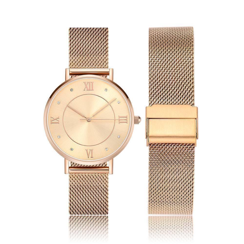 Mesh Bracelet Watch in Stainless Steel Rose Gold - Women's
