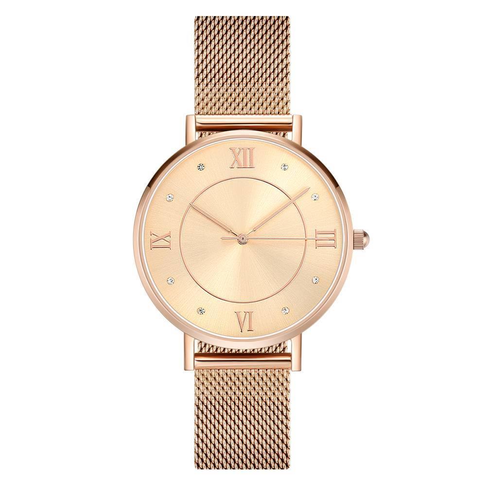 Mesh Bracelet Watch in Stainless Steel Rose Gold - Men's - soufeelus