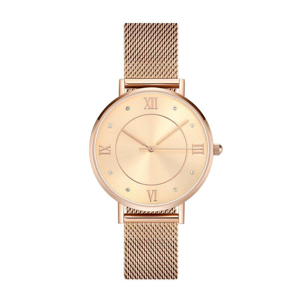 Mesh Bracelet Watch in Stainless Steel Rose Gold - Women's - soufeelus