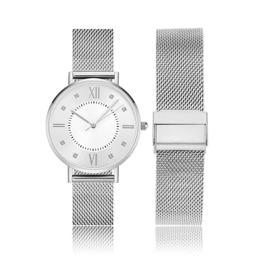 Mesh Bracelet Watch in Stainless Steel Silver - Men's - soufeelus