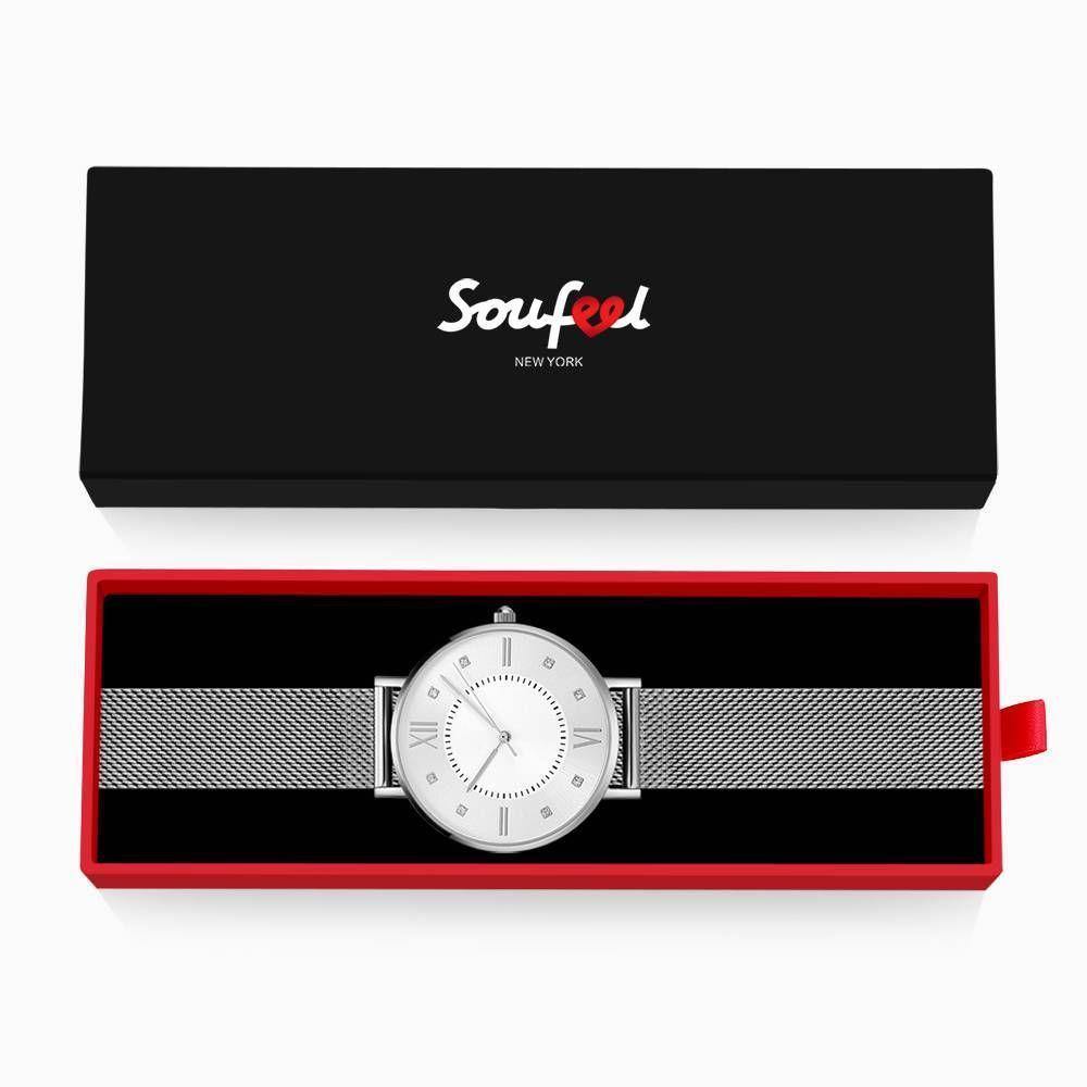 Mesh Bracelet Watch in Stainless Steel Silver - Men's - soufeelus