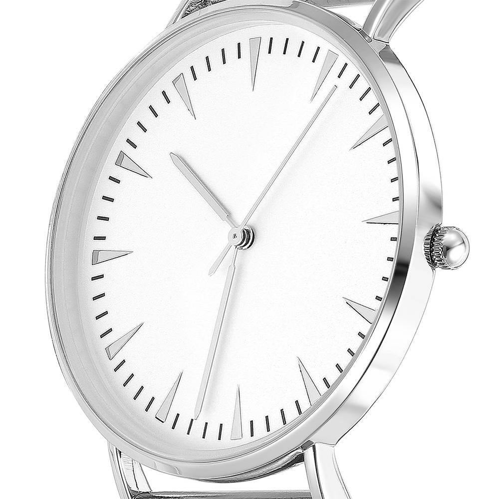 Mesh Bracelet Watch in Stainless Steel Silver Strap and White Dial - Women's - soufeelus