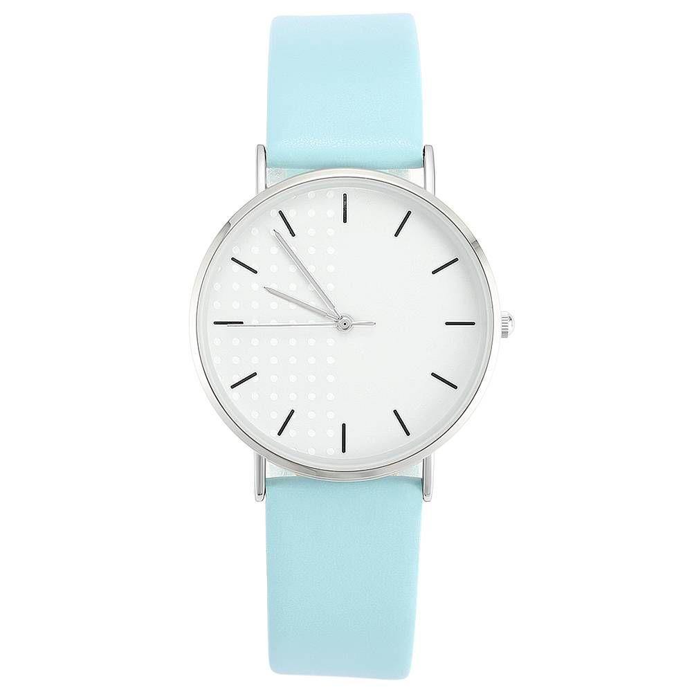 White Dial Watch Fashion Quartz Blue Leather Strap - Men's - soufeelus