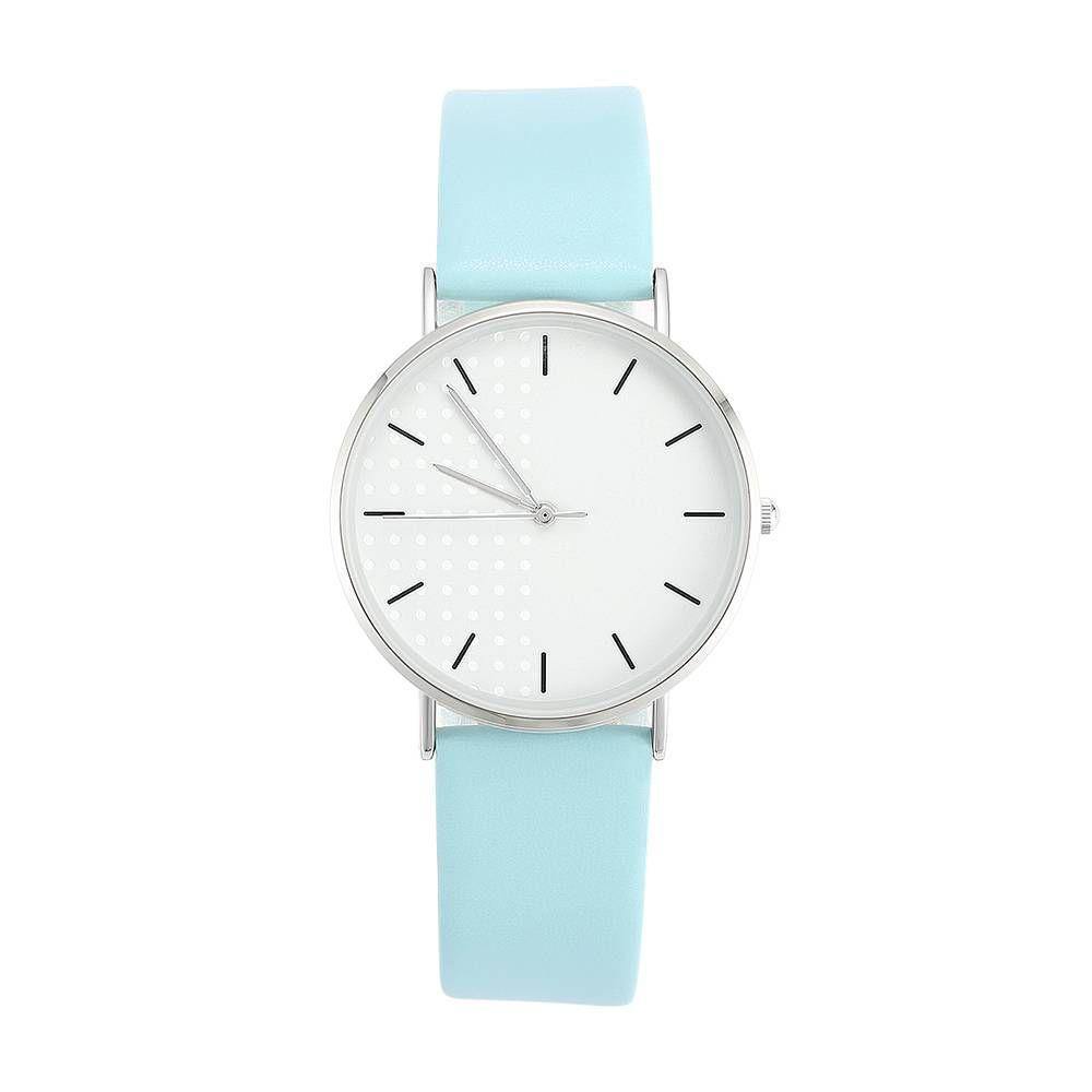 White Dial Watch Fashion Quartz Blue Leather Strap - Women's - soufeelus