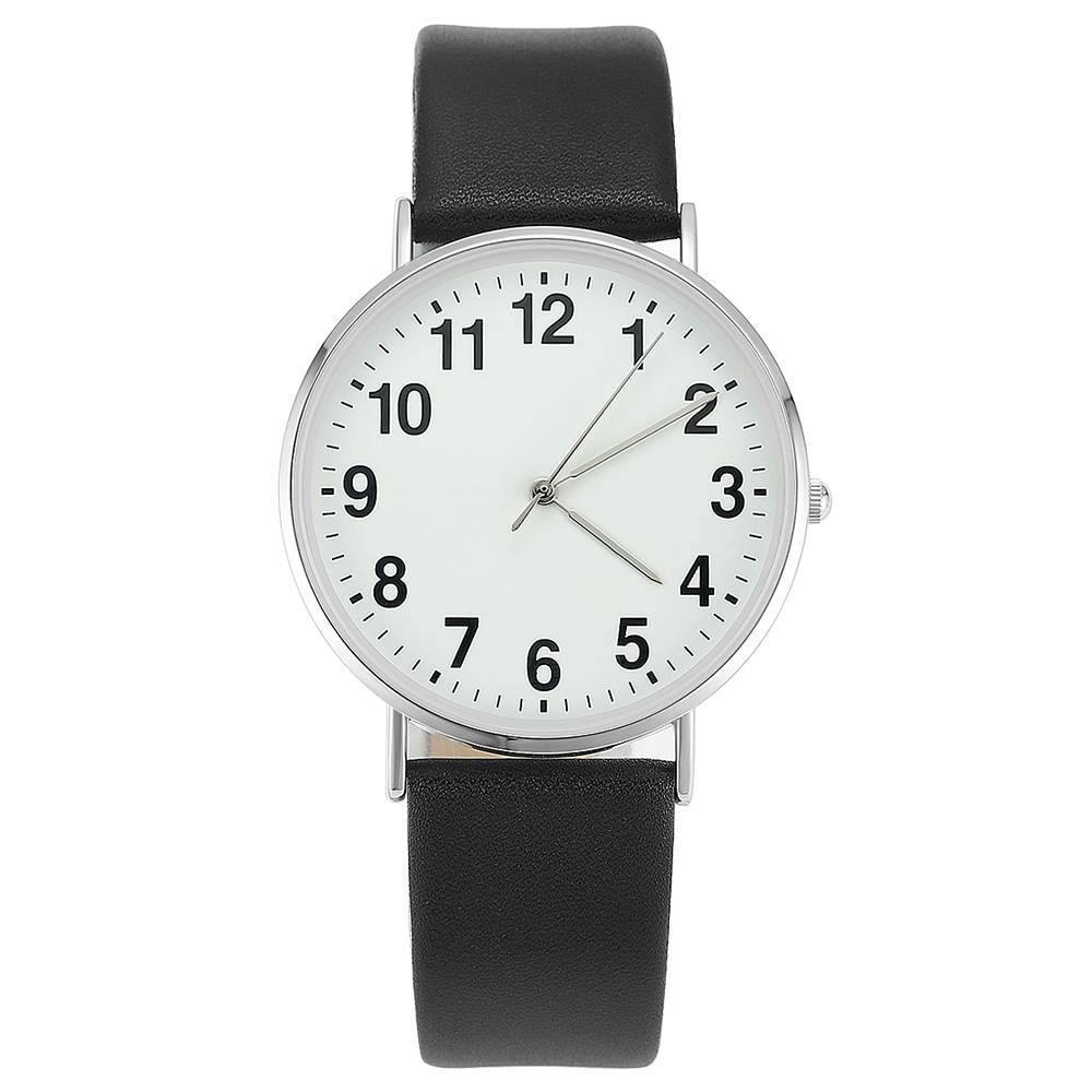 Digital Dial Watch Quartz Black Leather Strap - Men's - soufeelus