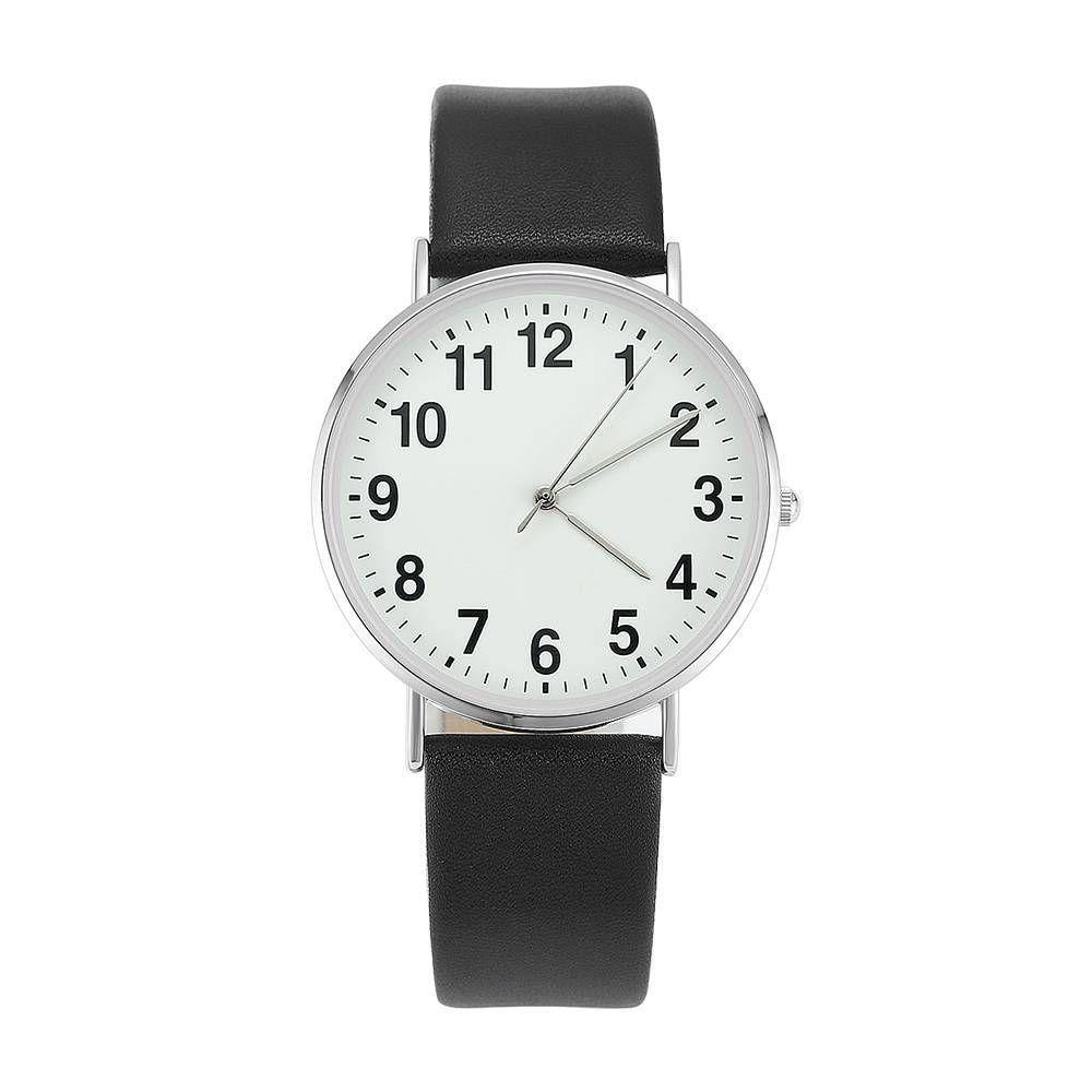 Digital Dial Watch Quartz Black Leather Strap - Women's - soufeelus