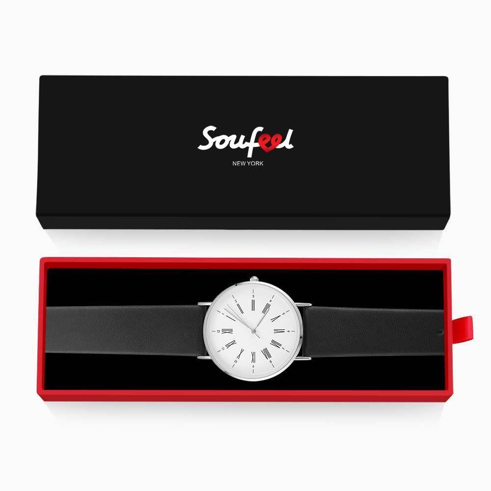 White Dial Watch Fashion Quartz Black Leather Strap Business Watch - Women's - soufeelus