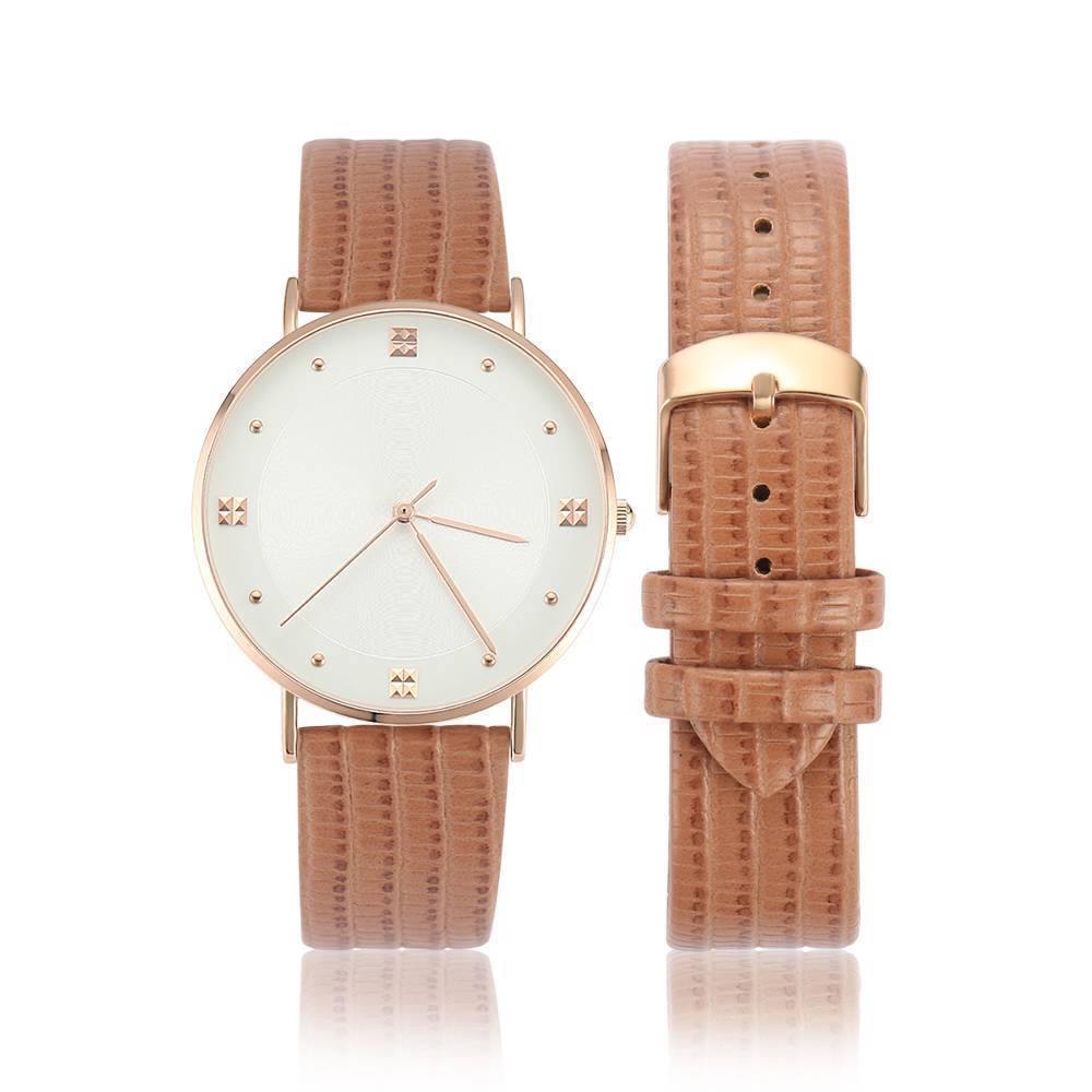 Casual Dial Watch Fashion Quartz Brown Leather Strap - Women's - soufeelus