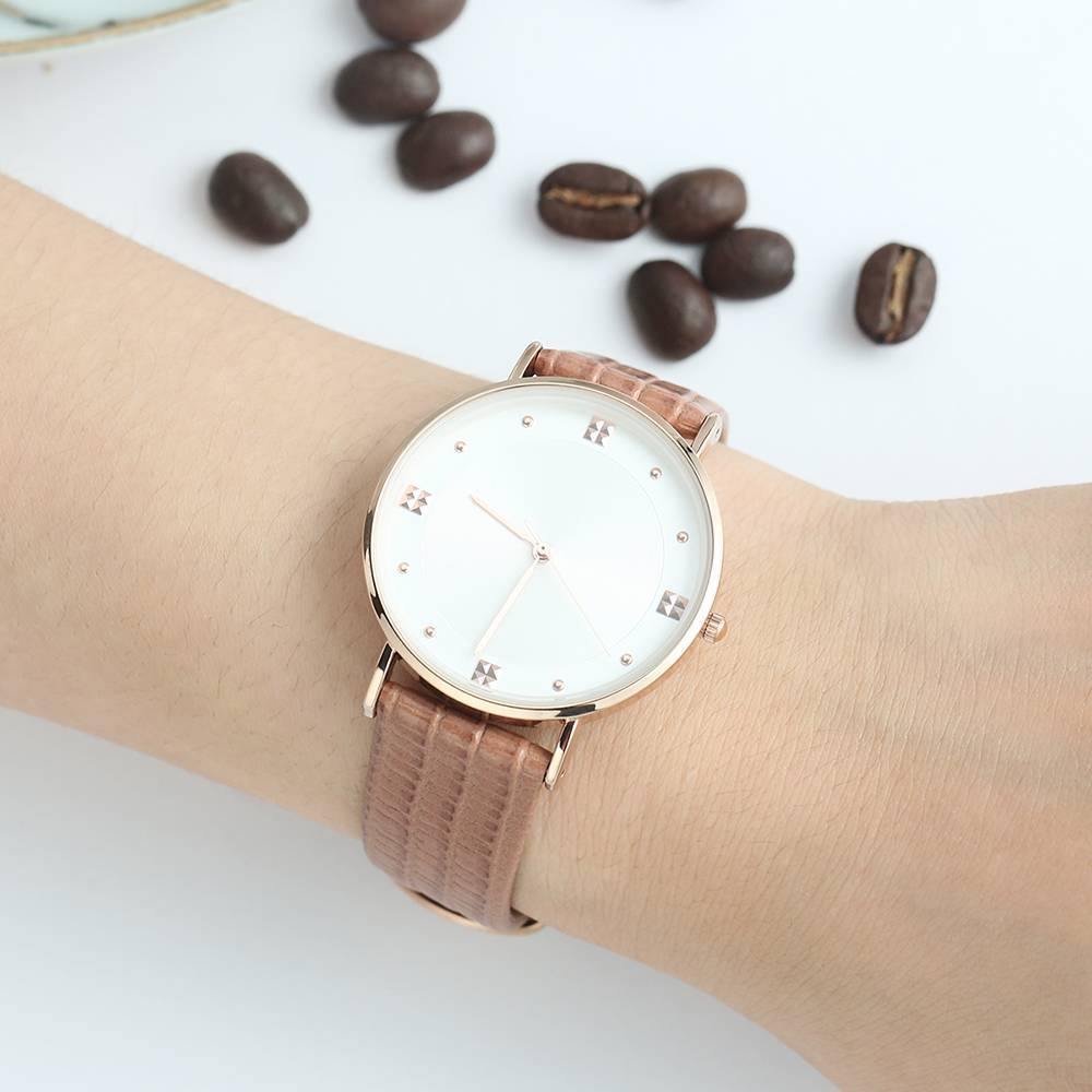 Casual Dial Watch Fashion Quartz Brown Leather Strap - Women's - soufeelus