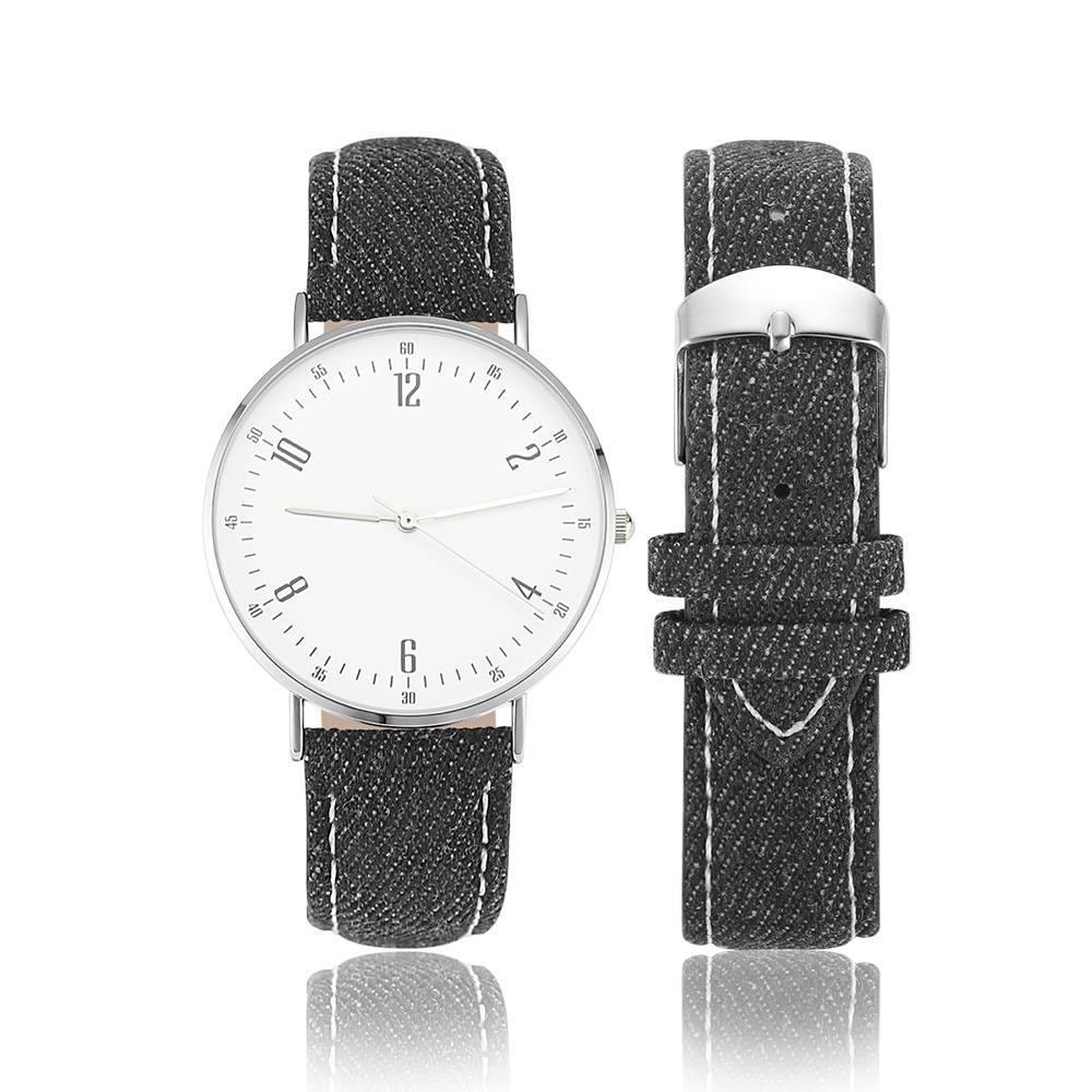 Casual Dial Watch Fashion Quartz Black Leather Strap - Men's - soufeelus
