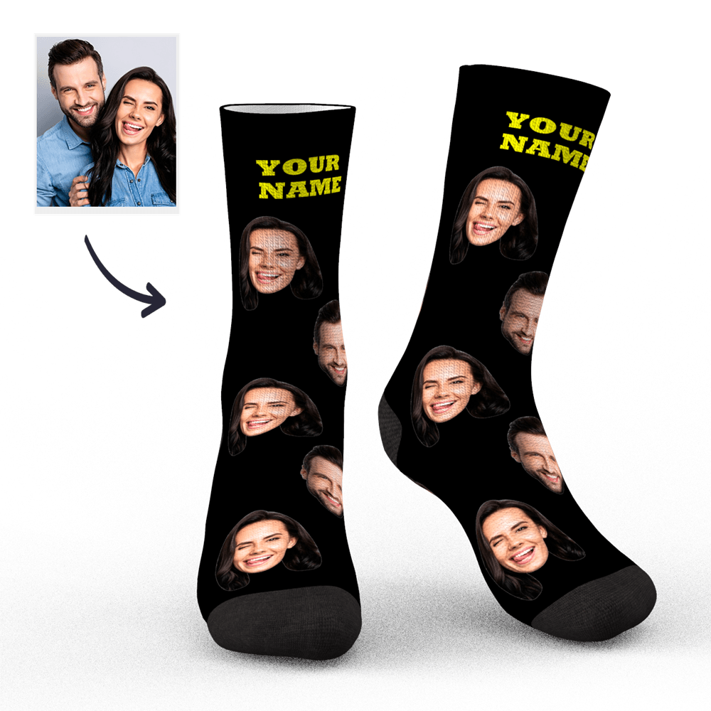 Custom Socks Face Socks Photo Socks with Your Text 3D Preview Colorful Socks Gifts - soufeelus