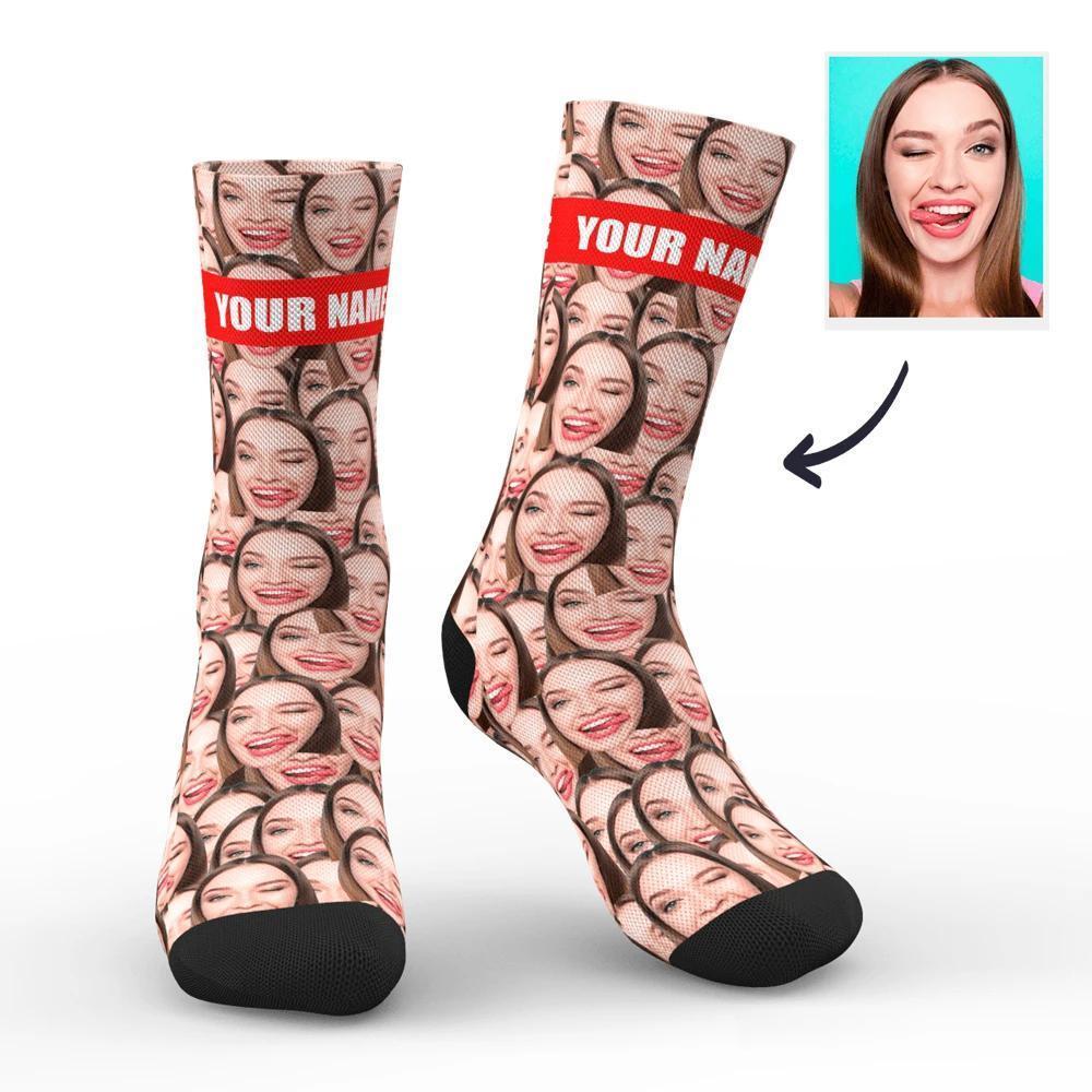 Personalised Face Socks - Custom Face Mash Socks Add Pictures And Name