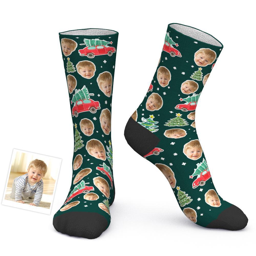 Custom Photo Socks Christmas Funny Face Socks Colourful Designs Harajuku Christmas Tree