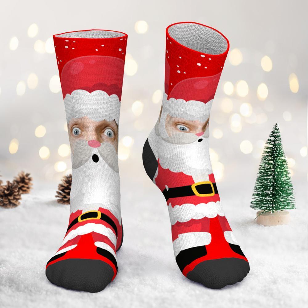 Custom Photo Christmas Socks Santa Claus Face Socks