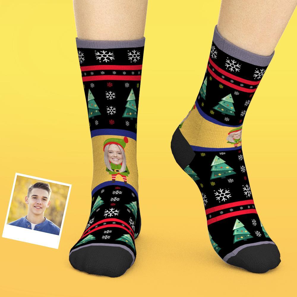 Custom Face Socks Chrristmas Socks With Photo Chirstmas Elf