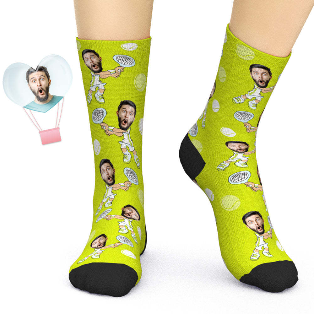 Custom Tennis Face Socks Personalized Sports Socks for Tennis Lovers -