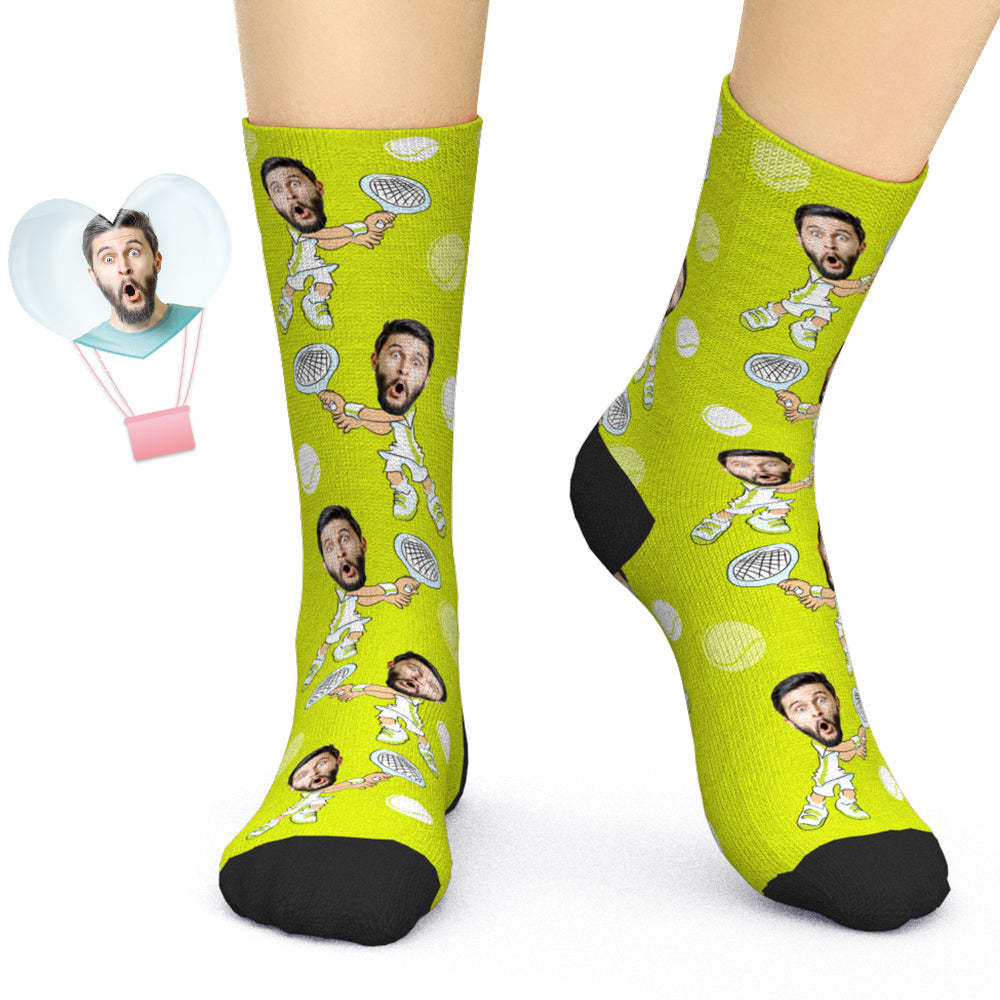 Custom Tennis Face Socks Personalized Sports Socks for Tennis Lovers - 