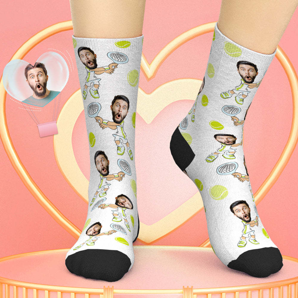 Custom Tennis Face Socks Personalized Sports Socks for Tennis Lovers - 