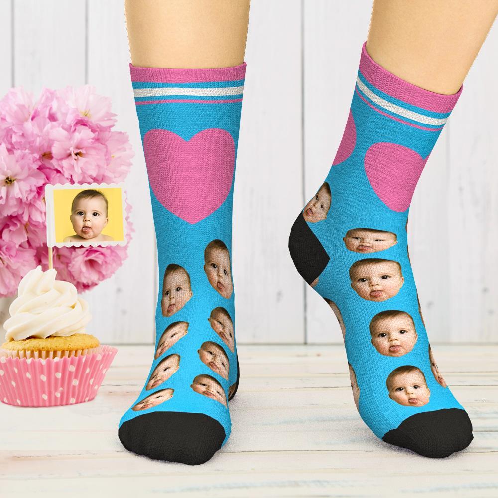 Custom Face Socks Funny Socks Printed Socks with Heart Gifts for Love -