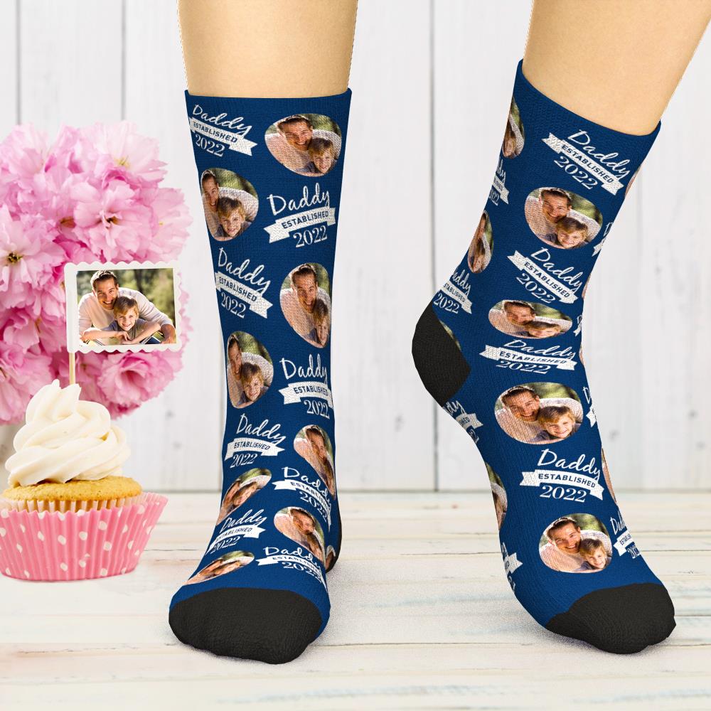 Custom Engraved Photo Socks Comfort Socks with Particular Year Best Gift for Dad - 