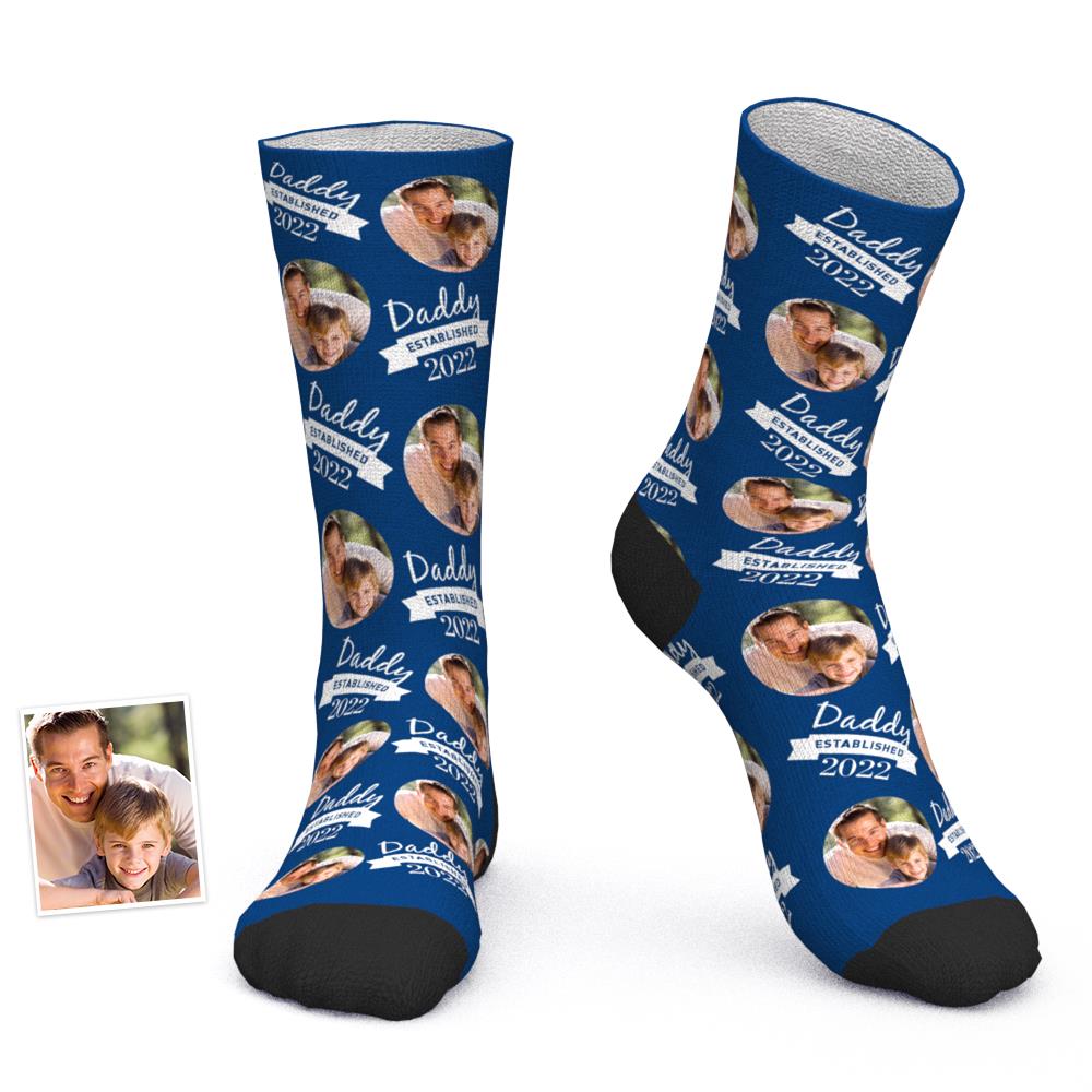 Custom Engraved Photo Socks Comfort Socks with Particular Year Best Gift for Dad - 
