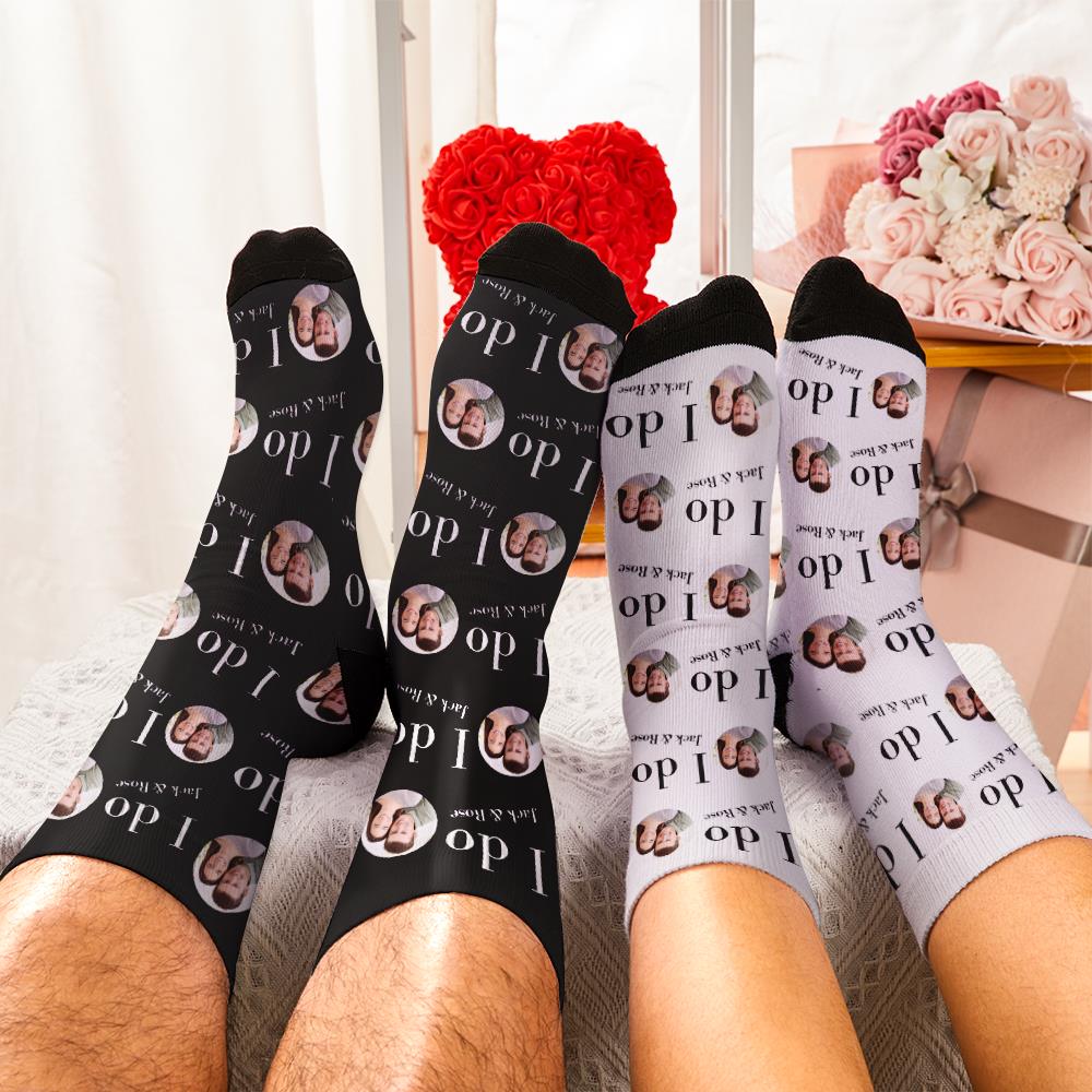 Custom Engraved Photo Socks I Do Me Too Couple Socks Comfort Socks Best Gift for Couple - 