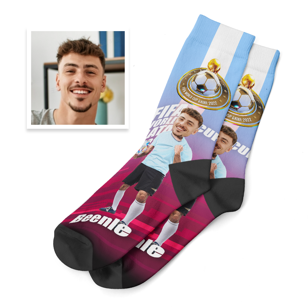 Custom Face World Cup 2022 Socks Add Photo and Text Socks - Argentina - soufeelus