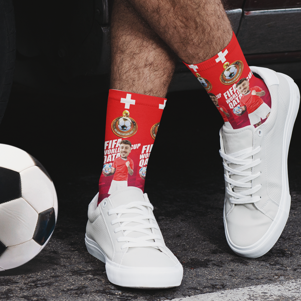 Custom Face World Cup 2022 Socks Add Photo and Text Socks - Switzerland - soufeelus