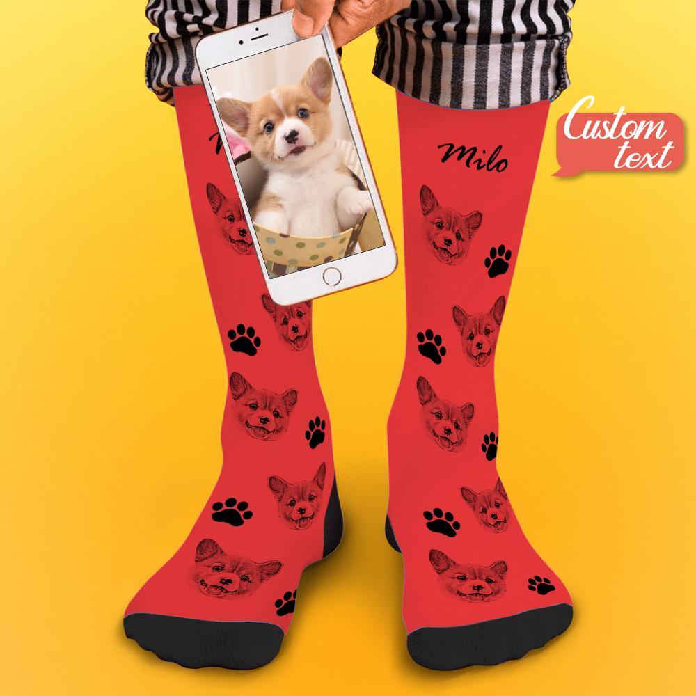 Custom Socks Pet Face Photo Socks Text Name Photoprint Socks For Pet - soufeelus