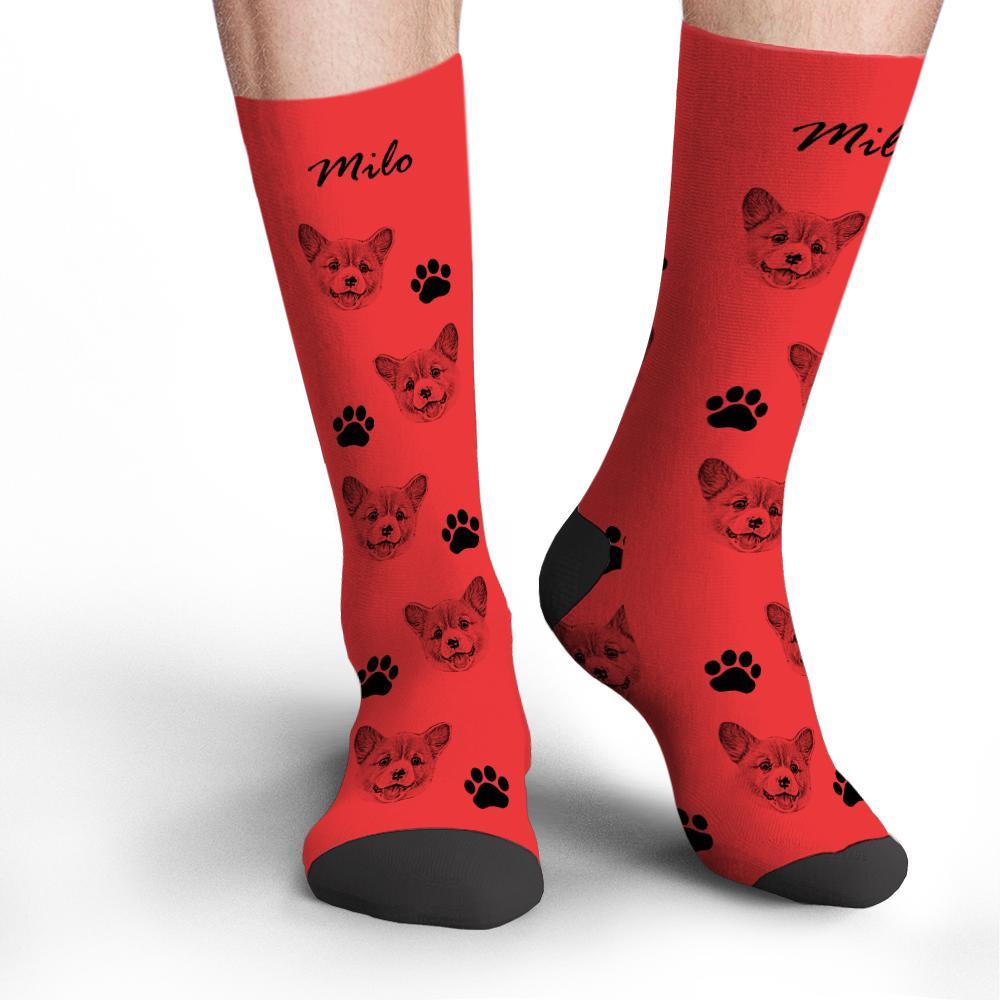 Custom Socks Pet Face Photo Socks Text Name Photoprint Socks For Pet - soufeelus