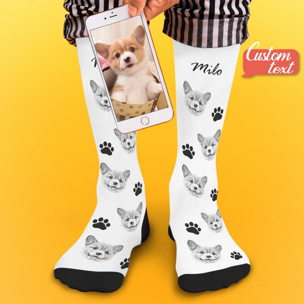 Custom Socks Pet Face Photo Socks Text Name Photoprint Socks For Pet - soufeelus