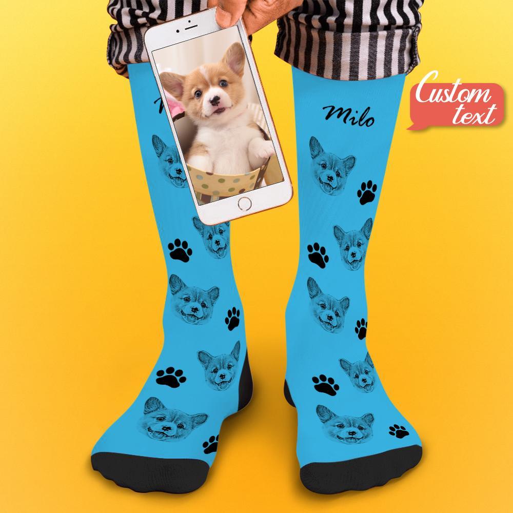 Custom Socks Pet Face Photo Socks Text Name Photoprint Socks For Pet - soufeelus