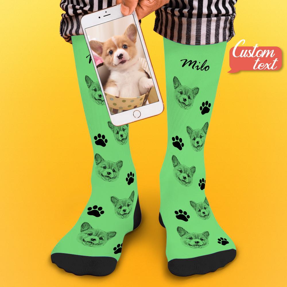 Custom Socks Pet Face Photo Socks Text Name Photoprint Socks For Pet - soufeelus