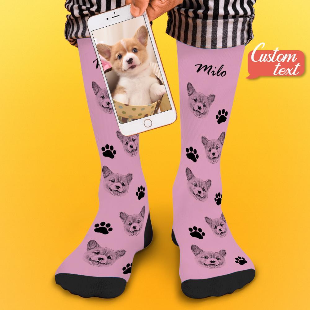 Custom Socks Pet Face Photo Socks Text Name Photoprint Socks For Pet - soufeelus