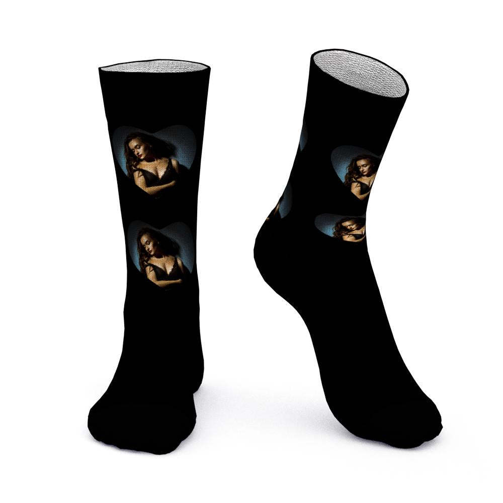 Custom Face Photo Engraving Underwear and Socks Set Love Heart Boxer Shorts Valentine's Day - soufeelus