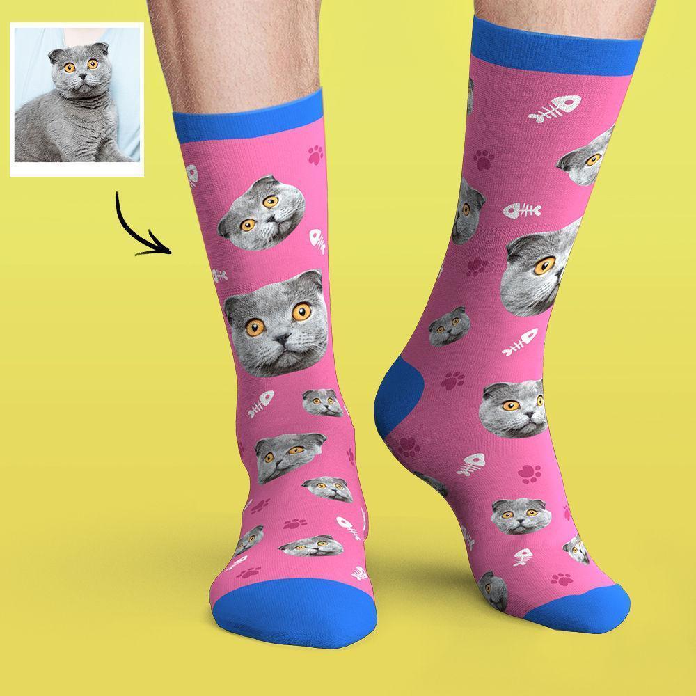 Custom Face Socks Colorful Candy Series Soft And Comfortable Cat Socks Cwz552u