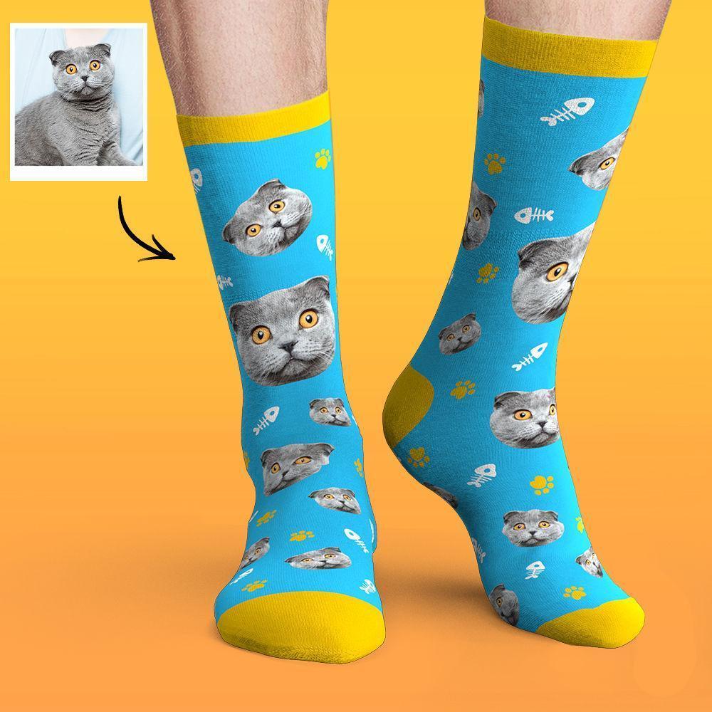 Custom Face Socks Colorful Candy Series Soft And Comfortable Cat Socks Cwz552u
