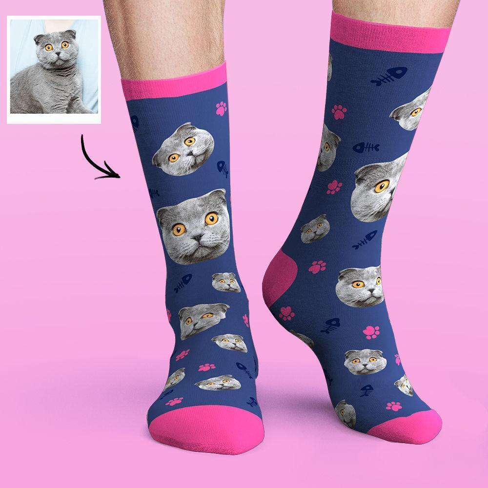 Custom Face Socks Colorful Candy Series Soft And Comfortable Cat Socks Cwz552u