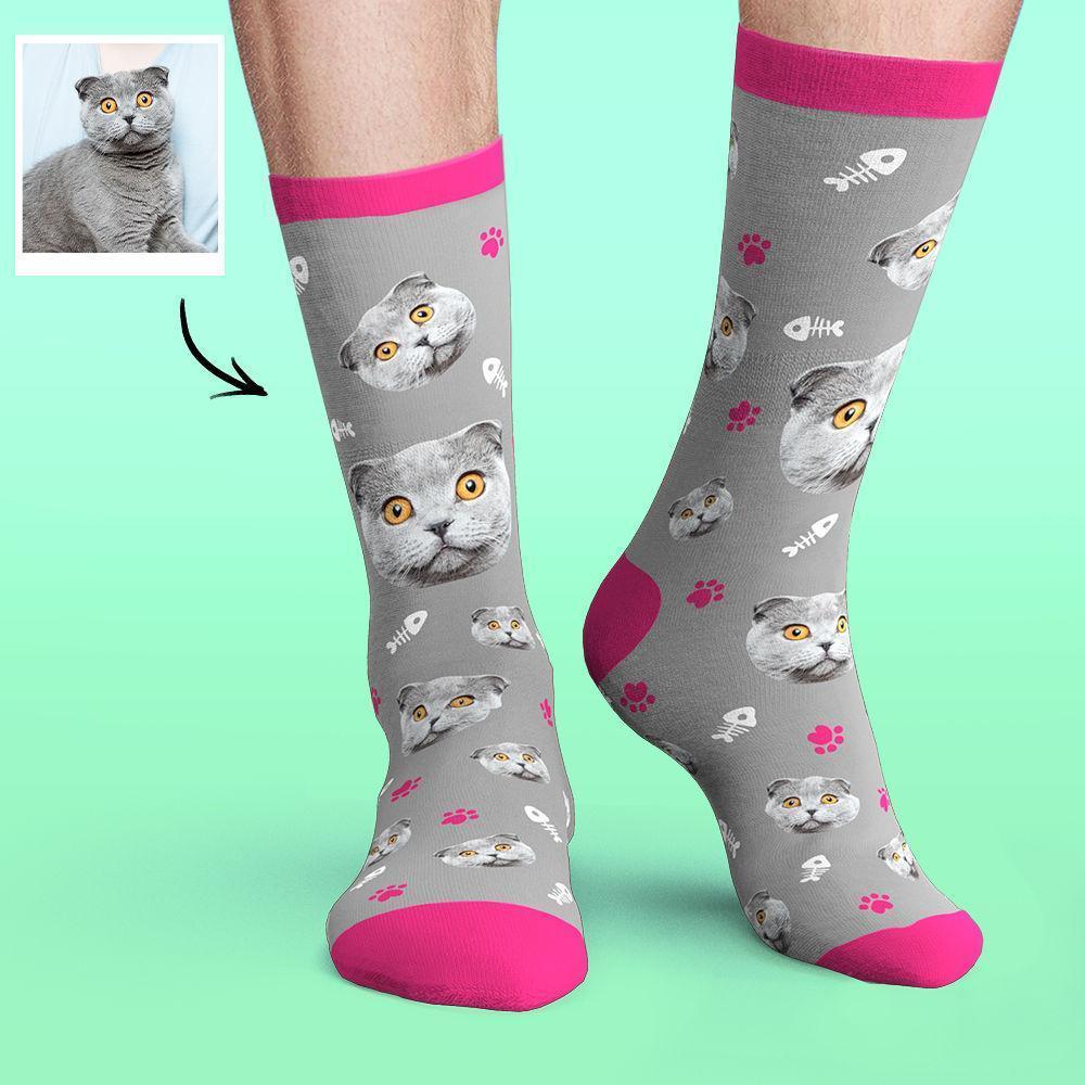 Custom Face Socks Colorful Candy Series Soft And Comfortable Cat Socks Cwz552u