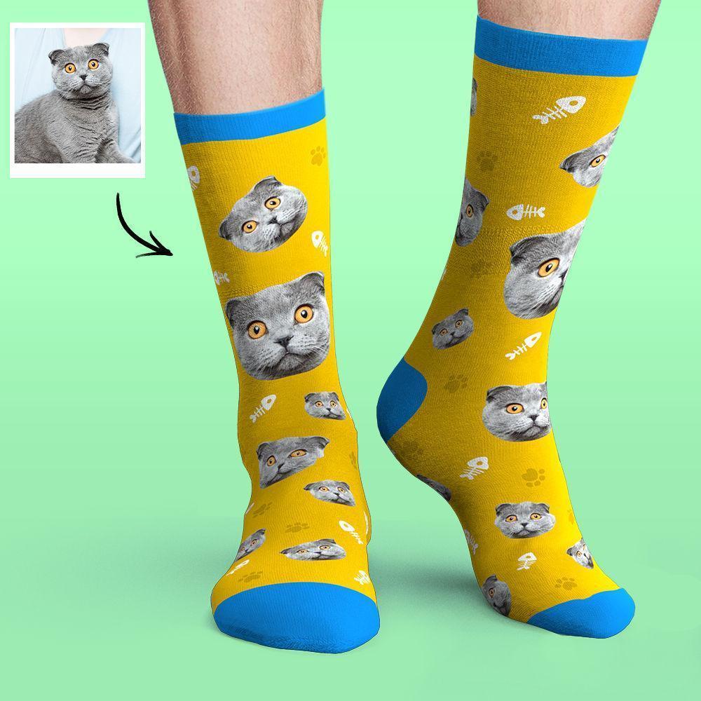 Custom Face Socks Colorful Candy Series Soft And Comfortable Cat Socks Cwz552u