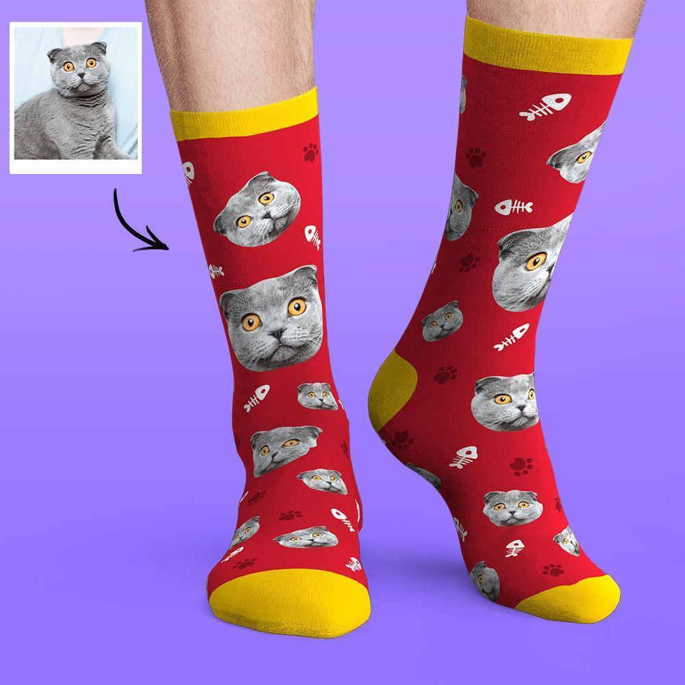 Custom Face Socks Colorful Candy Series Soft And Comfortable Cat Socks Cwz552u