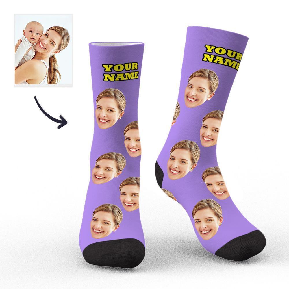 Custom Socks Face Socks Photo Socks with Your Text 3D Preview Gifts for Mom - soufeelus