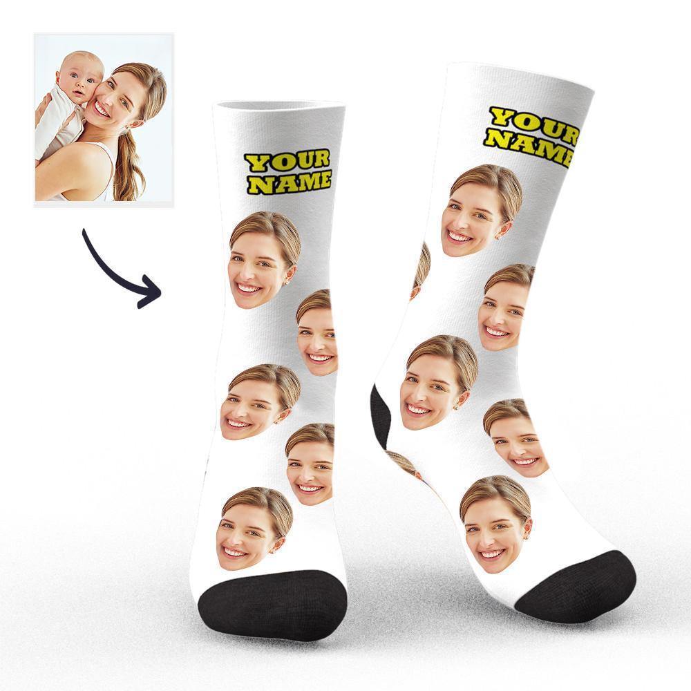 Custom Socks Face Socks Photo Socks with Your Text 3D Preview Gifts for Mom - soufeelus