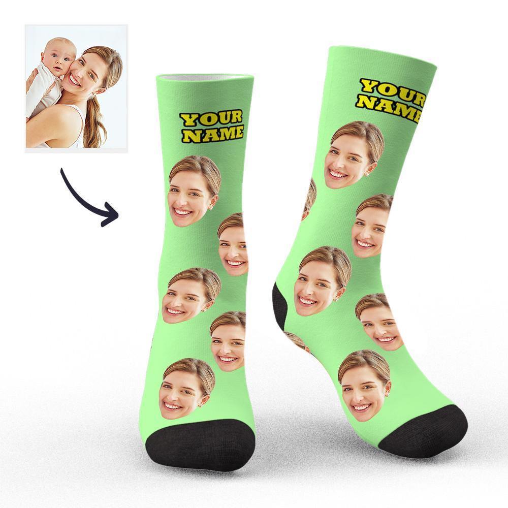 Custom Socks Face Socks Photo Socks with Your Text 3D Preview Gifts for Mom - soufeelus